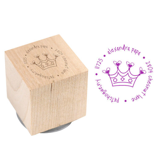 Princess Square Wood Block Rubber Stamp